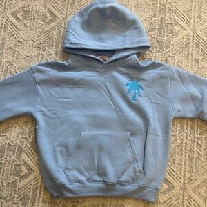 PINK PALM PUFF Light Blue Sweatshirt